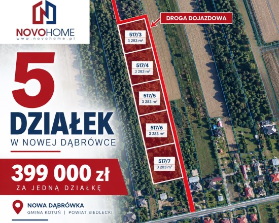 Dzialka  na sprzedaż Kotuń, Nowa Dąbrówka, 3283.00m², oferta NVH-GS-1727